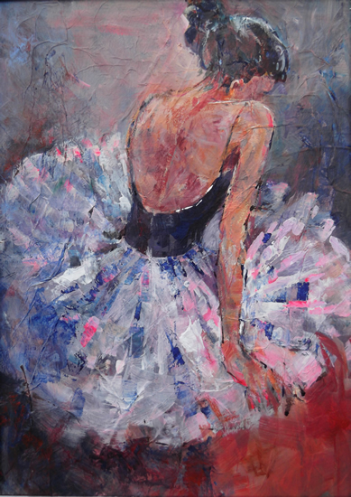 Ballerina Sitting - Painting of Resting Ballet Dancer - Surrey & London Art Gallery