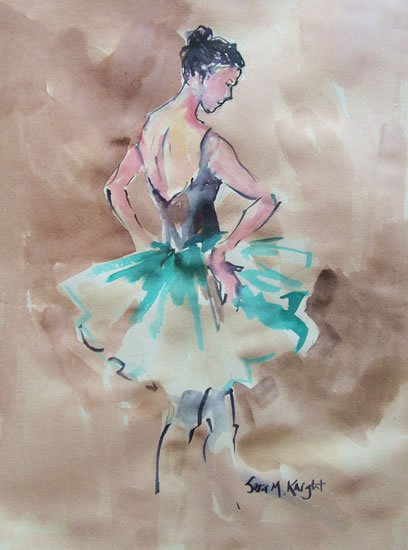 Turquoise Ballerina - Gallery of Dancing Paintings by Woking Surrey Artist Sera Knight