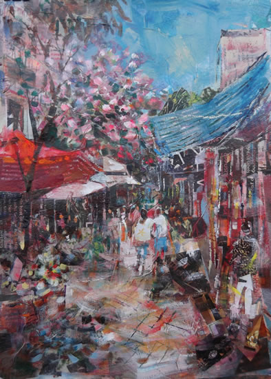 Shopping Street in Kas, Turkey - Turkish Market Scene - Woking Surrey Art Gallery