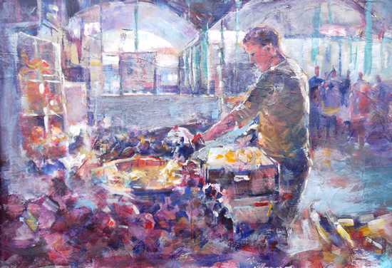 Market Stalls Painting - Surrey Art Gallery
