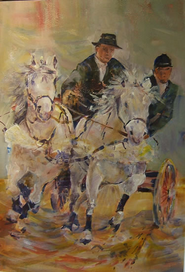Horse Carriage Racing - Painting in Woking Surrey Art Gallery