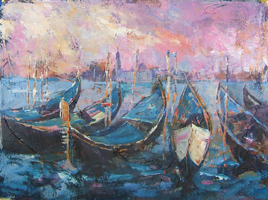 Mooring - Boats Gallery of Paintings by Horsell Woking Surrrey Artist Sera Knight