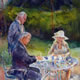 Tea Time at Royal Ascot Berkshire - Painting by Horsell Woking Surrey Artist Sera Knight