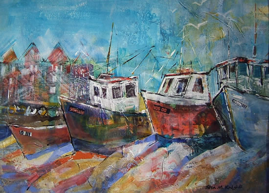 Fishing Boats - Painting by Woking Surrey Artist Sera Knight