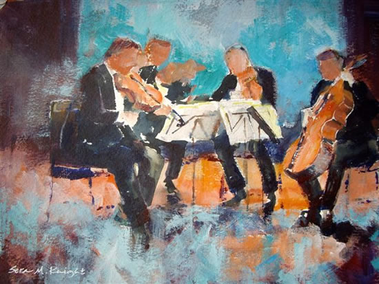Woking Art Gallery - Classical Music Collection - Classical String Quartet - Painting by Horsell Woking Surrey Artist Sera Knight