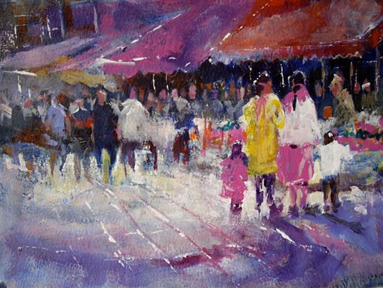 Woking Art Gallery - Street Scene /  Market - Painting by Horsell Woking Surrey Artist Sera Knight